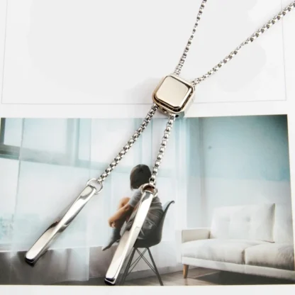 Box Chain Bolo Tie with Square Design - Image 2