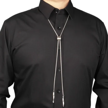Round Modern Bolo Tie with Box Chain - Image 4