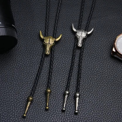 Western Tie with Bull Head Shape Pendant - Image 4