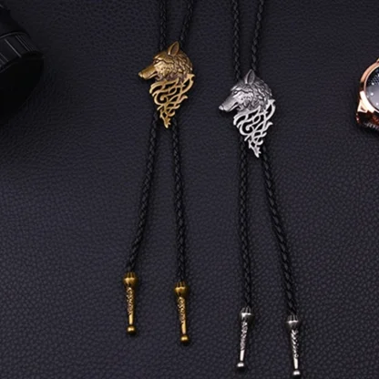 Casual Bolo Tie with Stylish Wolf Decor - Image 4