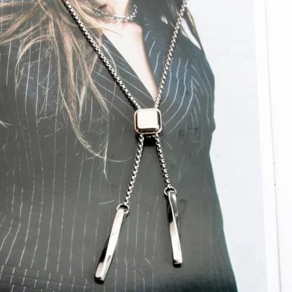 Box Chain Bolo Tie with Square Design - Image 5