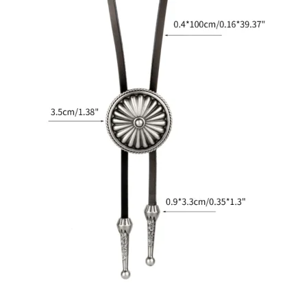 Simple Embossed Floral Round Bolo Tie - Image 9