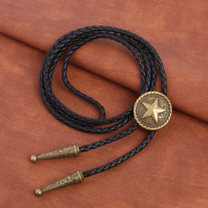 Rustic Western Tie with Emboss Star Design - Image 2