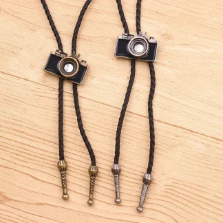 Retro Bolo Tie with Camera Pendant
