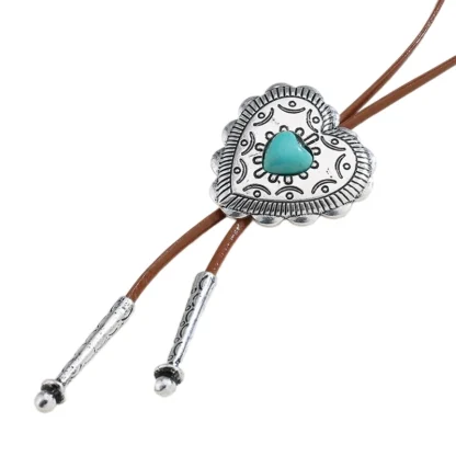 Heart Shaped Bolo Tie with Scallop Edge