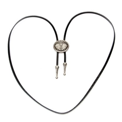 Simple Embossed Floral Round Bolo Tie - Image 6