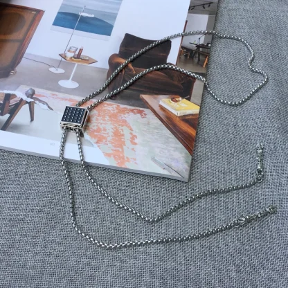 Minimalist Square Bolo Tie with Box Chain - Image 4