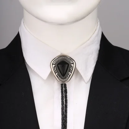 Classic Bolo Tie with Embossed Edge Decor - Image 2