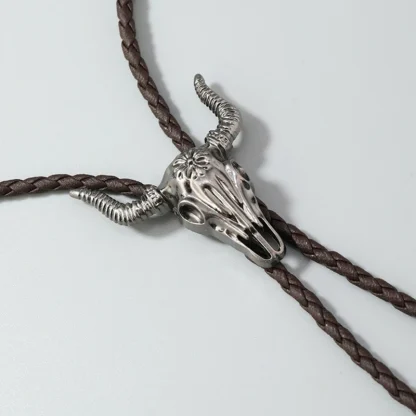 Skull Bull Head Pendant Western Tie - Image 7