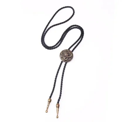 Embossed Dragon Bolo Tie with Round Design
