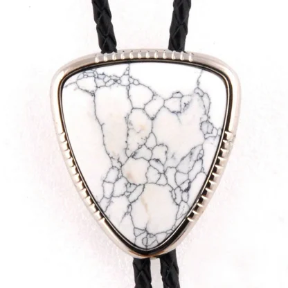 Shield Bolo Tie with Marble Pattern Design - Image 2
