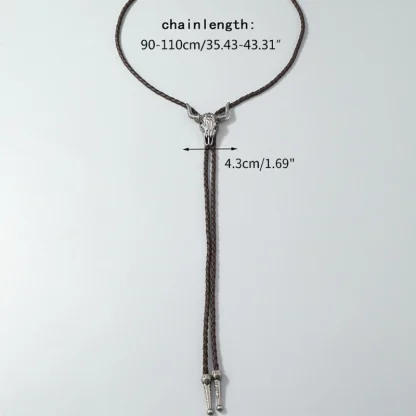 Skull Bull Head Pendant Western Tie - Image 8