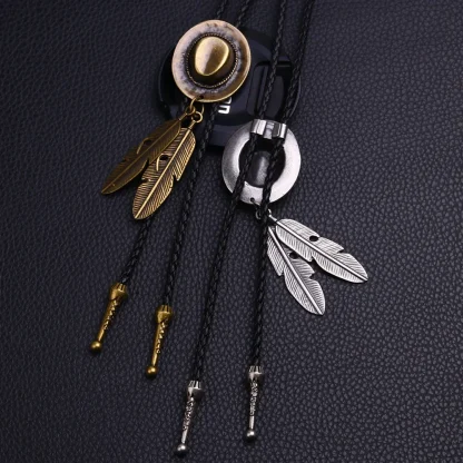 Embossed Dragon Bolo Tie with Round Design - Image 3
