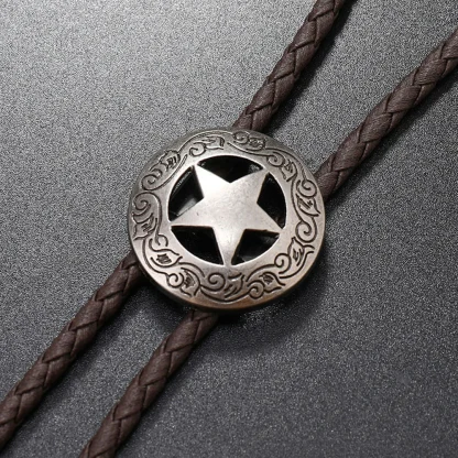 Hollow Out Western Tie with Star Design - Image 5