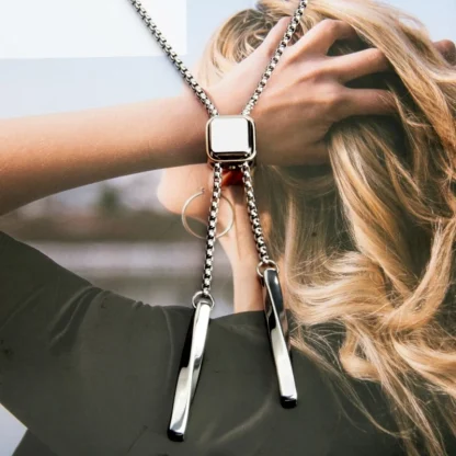Box Chain Bolo Tie with Square Design - Image 6