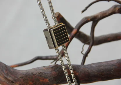 Minimalist Square Bolo Tie with Box Chain - Image 10