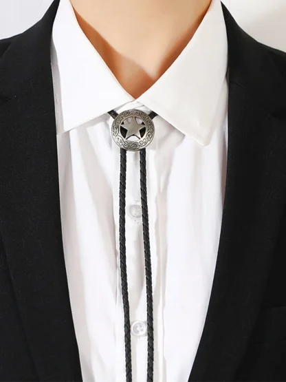 Hollow Out Western Tie with Star Design - Image 7