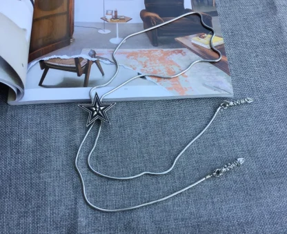 Modern Box Chain Bolo Tie with Star Design - Image 8