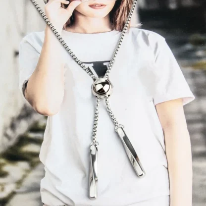 Round Modern Bolo Tie with Box Chain - Image 8