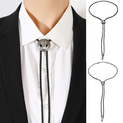 Hollow Out Western Tie with Star Design - Image 9