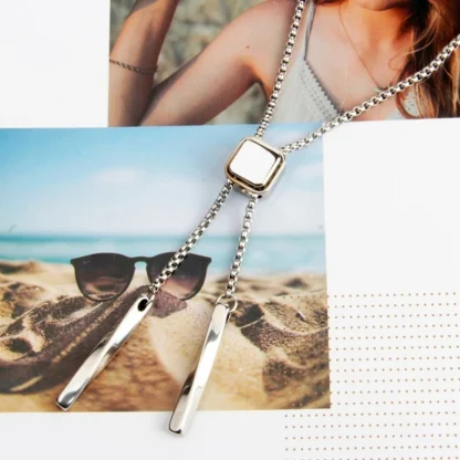 Box Chain Bolo Tie with Square Design - Image 4