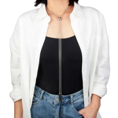 Round Modern Bolo Tie with Box Chain - Image 5