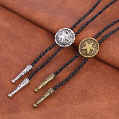 Rustic Western Tie with Emboss Star Design - Image 3