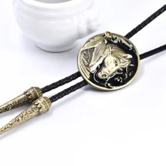 Round Western Tie with Horse Decor Buckle