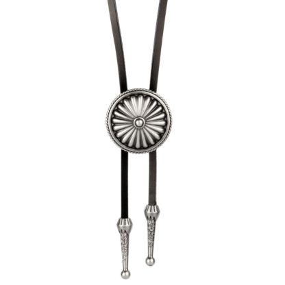 Simple Embossed Floral Round Bolo Tie - Image 7