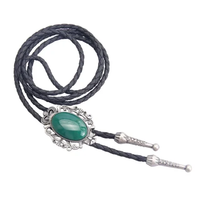 Green Formal Bolo Tie with Hollow Edge Decor - Image 4