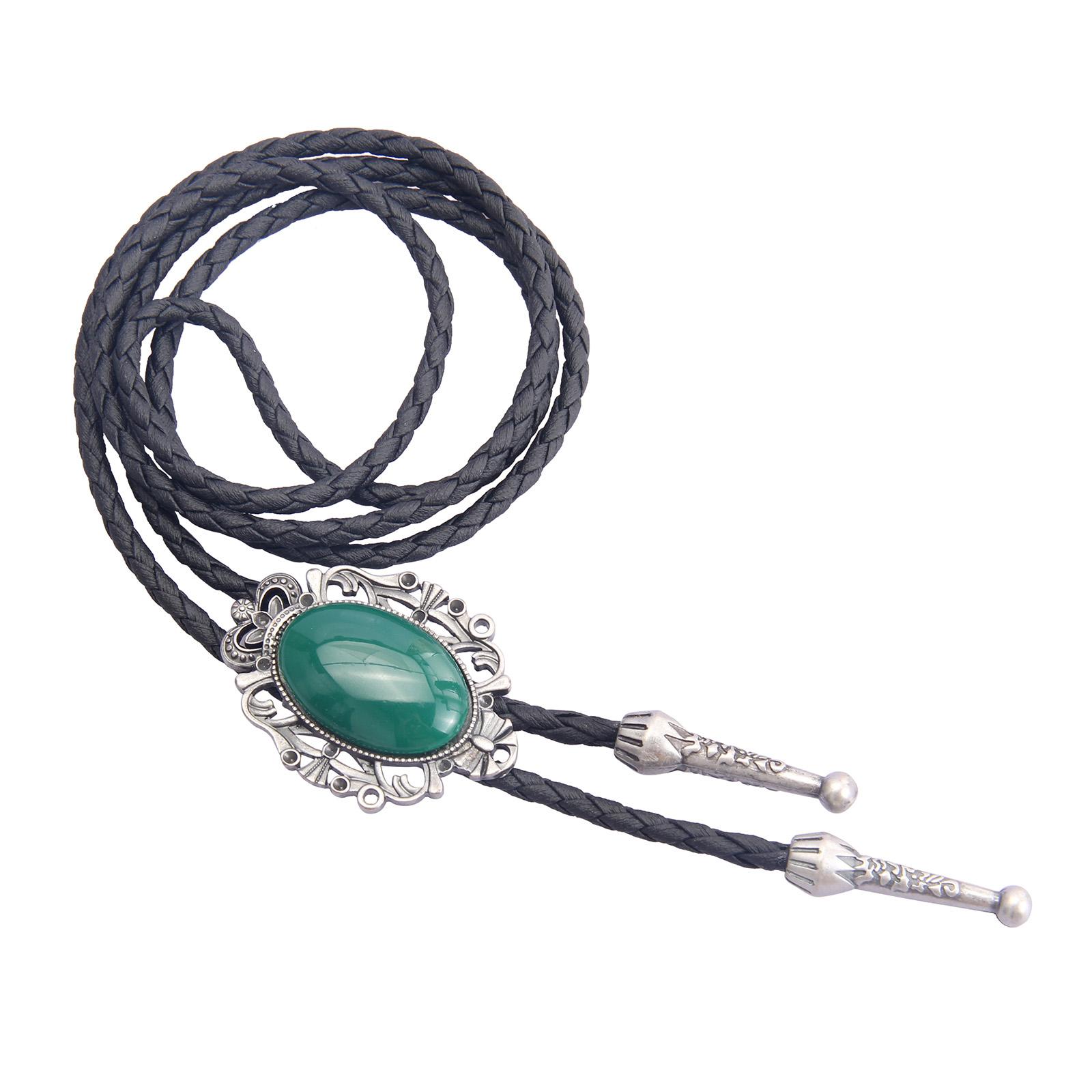 Retro Style Bolo Tie Adjustable Pendant PU Leather Rope Cowboy for Banquet