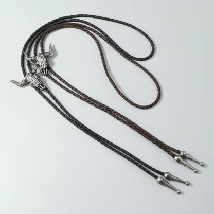 Skull Bull Head Pendant Western Tie - Image 3