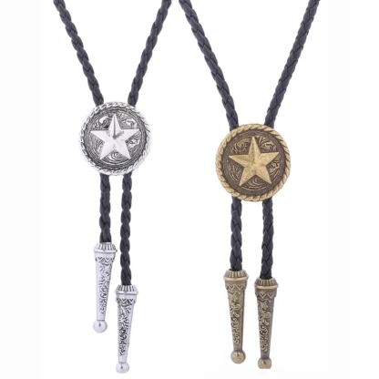 Rustic Western Tie with Emboss Star Design - Image 8