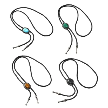 Turquoise Color Gemstone-like Bolo Tie - Image 7